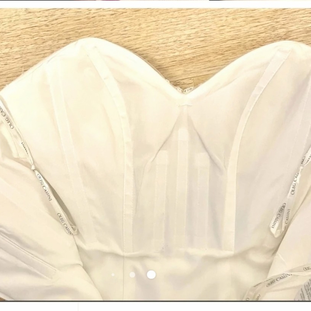 Oleg cassino  strapless sweetheart lace trumpet wedding dress gown sz 6P - Picture 7 of 12